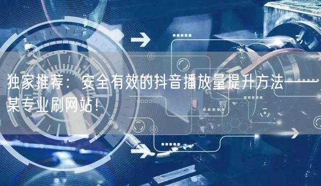 独家推荐：安全有效的抖音播放量提升方法——某专业刷网站！