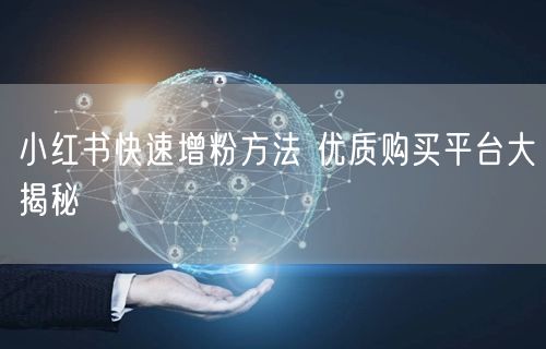 小红书快速增粉方法 优质购买平台大揭秘